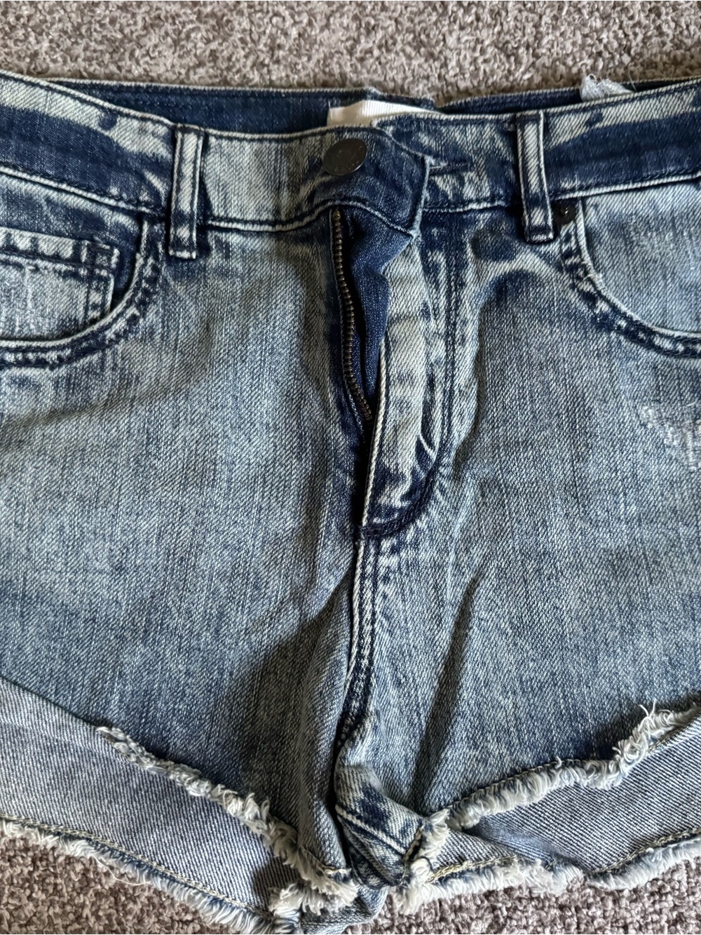 Garage Light Blue Distressed Denim Shorts